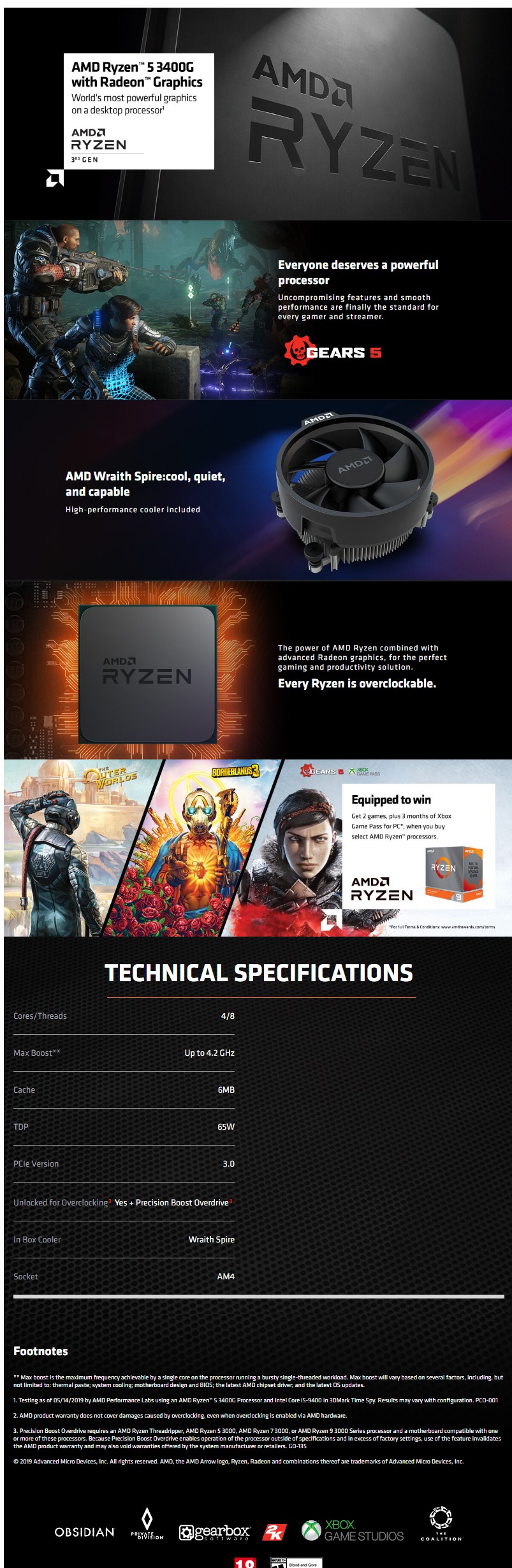 AMD Ryzen 3400G Processor with Radeon™ Vega 11 Graphics Ezpz Solutions