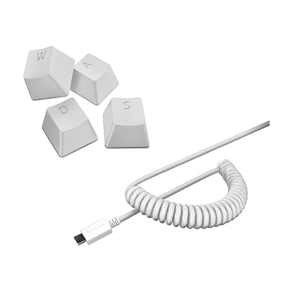 Razer PBT Keycap and Coiled Cable Upgrade Set Mercury White