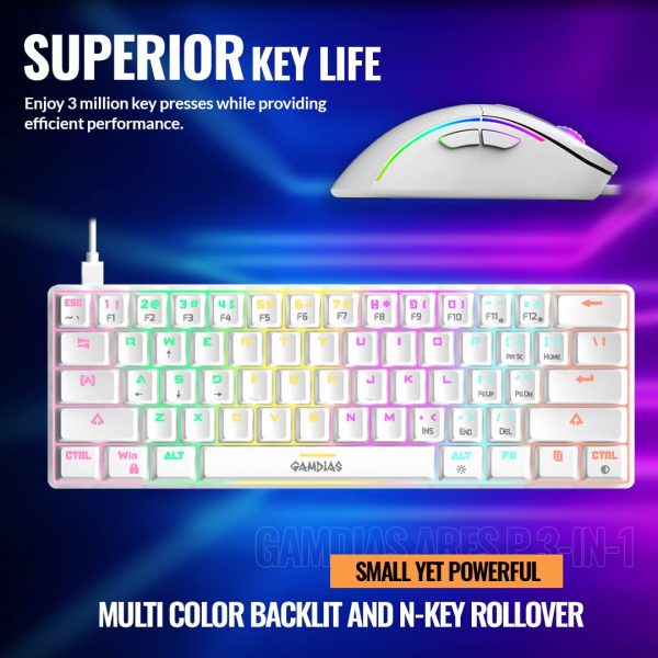 Gamdias Hermes E4 3-IN-1 Gaming Combo (Keyboard + Mouse + Mouse Mat) - Image 3