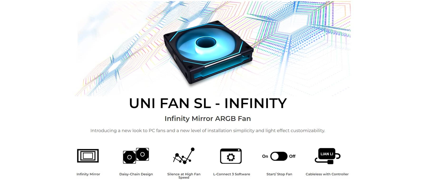 Lian Li UNI Fan SL Infinity 120MM White ARGB Case Fan Triple Pack