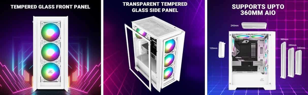 Ant Esports ICE-170TG White Gaming Cabinet