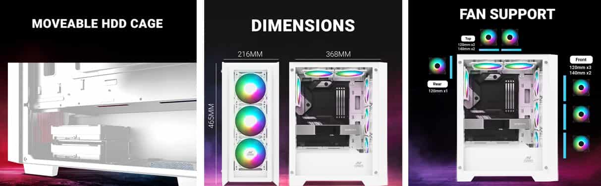 Ant Esports ICE-170TG White Gaming Cabinet