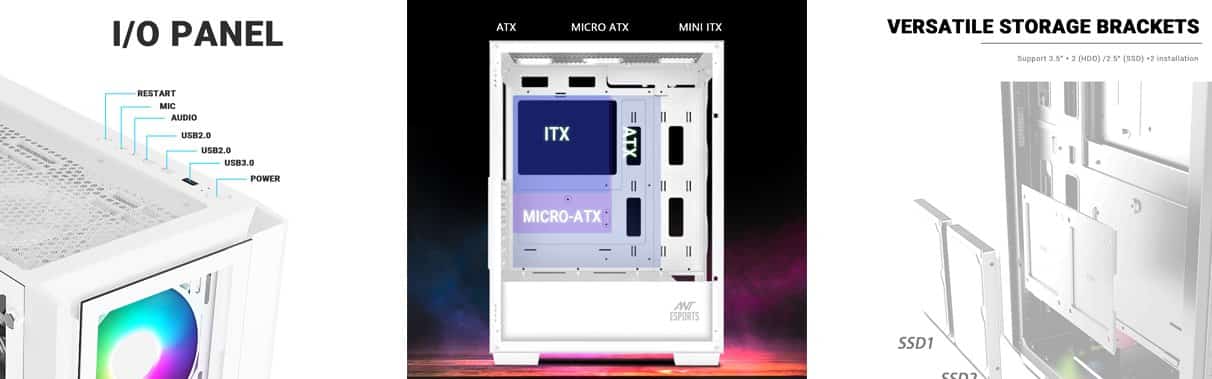 Ant Esports ICE-170TG White Gaming Cabinet