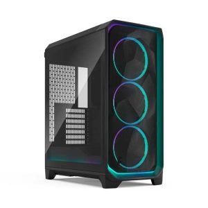 Fractal Design Meshify 3 Ambience Pro RGB Black Mid-Tower Cabinet with Type-C, Light-Tint Tempered Glass, 3 ARGB Fans, E-ATX Support & Up to 360mm Radiator Support