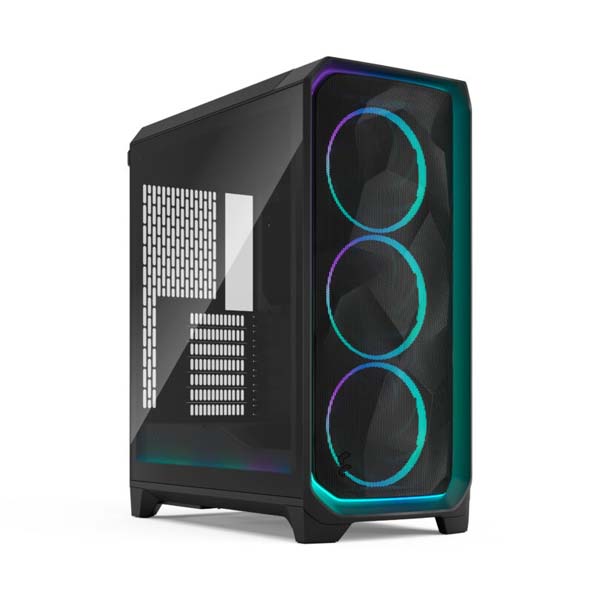Fractal Design Meshify 3 Ambience Pro RGB Black Mid-Tower Cabinet with Type-C, Light-Tint Tempered Glass, 3 ARGB Fans, E-ATX Support & Up to 360mm Radiator Support