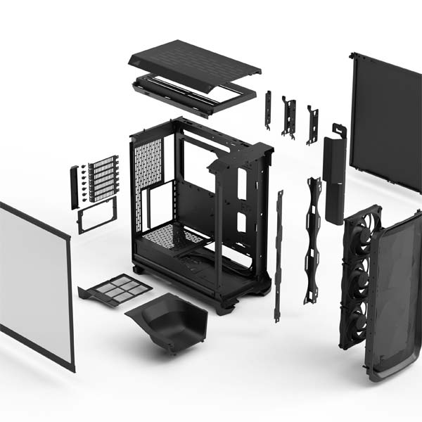 Fractal Design Meshify 3 Black Mid-Tower Cabinet with Light-Tint Tempered Glass, Type C Port, E-ATX Support & Up to 360mm Radiator Support - Image 2