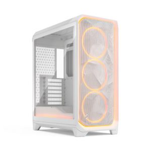 Fractal Design Meshify 3 Ambience Pro RGB White Mid-Tower Cabinet with Type-C, Clear-Tint Tempered Glass, 3 ARGB Fans, E-ATX Support & Up to 360mm Radiator Support