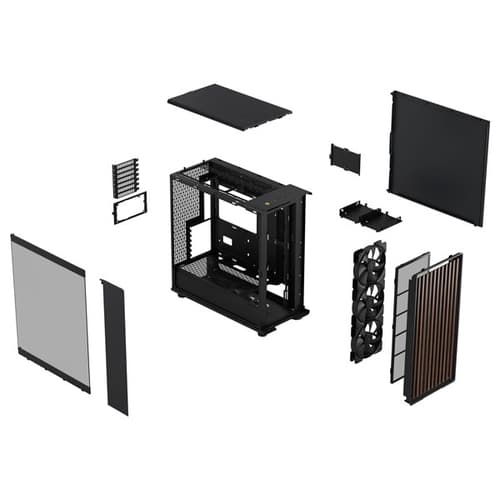 Fractal Design North XL TG Dark Mid-Tower Cabinet (Black) with E-ATX Support, Tempered Glass, Type-C Port & Wooden Front Panel, 420mm Radiator Ready - Image 2