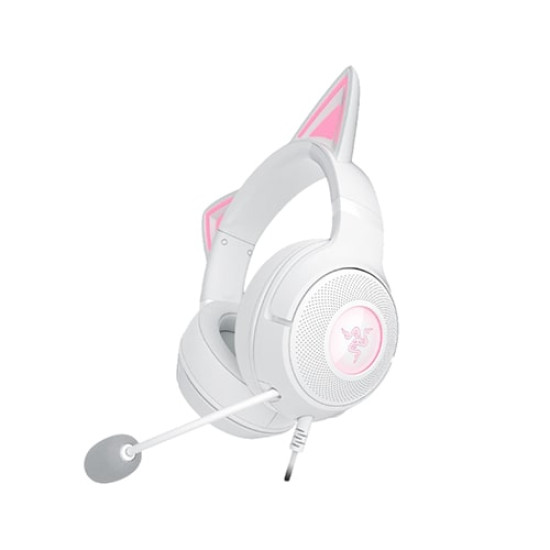 Razer Kraken Kitty V2 White USB-A Wired Headset with RGB Kitty Ears - Image 3