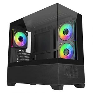 Cooler Master Elite 490 Black ARGB M-ATX Mini Tower Cabinet with High-Airflow Mesh Front, Tempered Glass Side Panel, Dual ARGB Fans, USB Type-C, Upto 360MM Radiator Support
