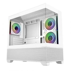 Cooler Master Elite 490 White ARGB M-ATX Mini Tower Cabinet With High-Airflow Mesh Front, Tempered Glass Side Panel, Dual ARGB Fans, USB Type-C, Upto 360MM Radiator Support