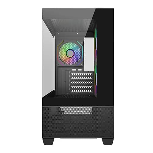 Cooler Master Elite 490 Black ARGB M-ATX Mini Tower Cabinet with High-Airflow Mesh Front, Tempered Glass Side Panel, Dual ARGB Fans, USB Type-C, Upto 360MM Radiator Support - Image 2