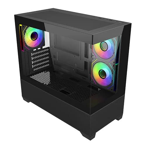 Cooler Master Elite 490 Black ARGB M-ATX Mini Tower Cabinet with High-Airflow Mesh Front, Tempered Glass Side Panel, Dual ARGB Fans, USB Type-C, Upto 360MM Radiator Support - Image 3