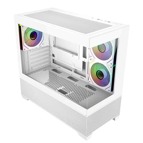 Cooler Master Elite 490 White ARGB M-ATX Mini Tower Cabinet With High-Airflow Mesh Front, Tempered Glass Side Panel, Dual ARGB Fans, USB Type-C, Upto 360MM Radiator Support - Image 3