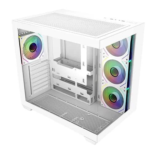Cooler Master Elite 681 White ARGB ATX Mid Tower Cabinet With Tempered Glass, Pre-Installed ARGB Fans, Up To E-ATX Support, Type C Port, High Airflow Mesh Front And Up To 360mm Radiator Support - Image 3