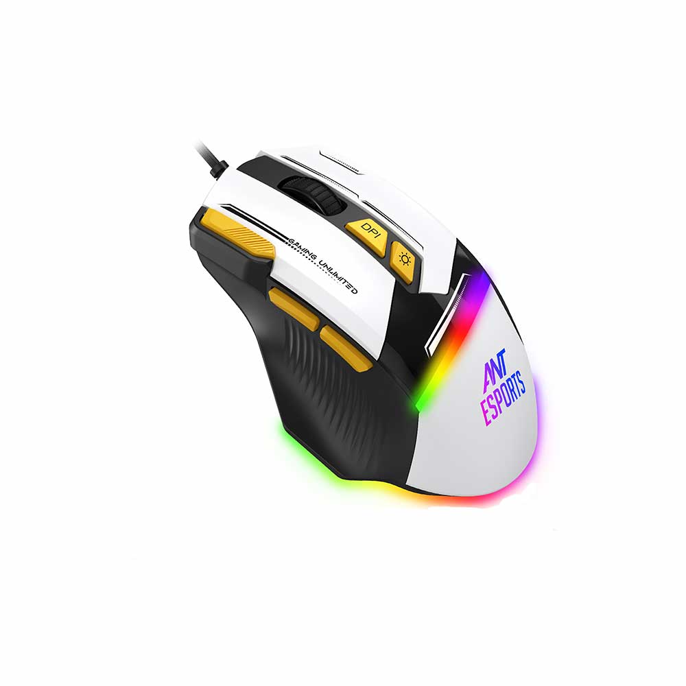 Ant Esports GM333 White RGB Wired Gaming Mouse With 12800 DPI