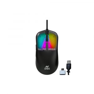 Ant Esports Virtus100 Black RGB Wired Gaming Mouse with 12800 DPI
