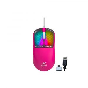 Ant Esports Virtus100 Pink RGB Wired Gaming Mouse with 12800 DPI