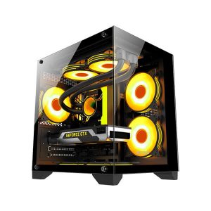 Ant Esports Crystal Z2 Black ARGB M-ATX Mid Tower Cabinet With 3×120mm Pre-Installed Fans, Tempered Glass Side Panel, High-Airflow Design And Up To 240mm Radiator Support
