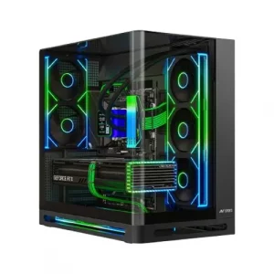 Ant Esports Crystal ARC Pro Black ATX Mid Tower Cabinet With 5×120mm Pre-Installed Fans, Tempered Glass Side Panel, High-Airflow Design And Up To 360mm Radiator Support