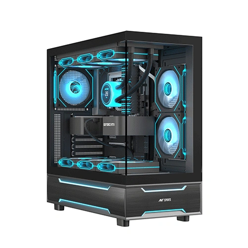 Ant Esports Crystal X6 Pro Black ARGB ATX Mid Tower Cabinet With 6×120mm Pre-Installed Fans, Tempered Glass Side Panel, High-Airflow Design And Up To 360mm Radiator Support