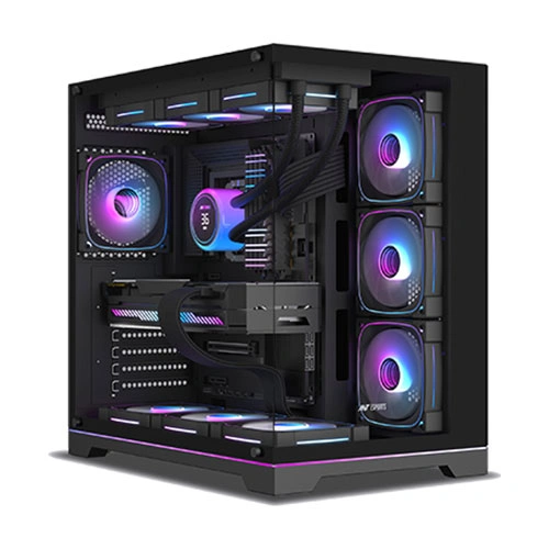 ANT Esports Crystal X7 Pro Max Black ARGB ATX Mid Tower Cabinet With 7×120mm Pre-Installed Fans, Tempered Glass Side Panel, High-Airflow Design And Up To 360mm Radiator Support