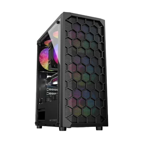 Ant Esports Elite 1120 Black RGB ATX Mid Tower Cabinet With 4×120mm Static RGB Fans, Tempered Glass Side Panel, High-Airflow Front Design And Up To 280mm Radiator Support