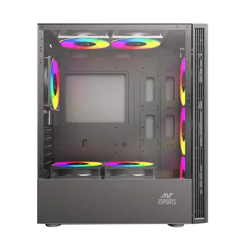 Ant Esports Elite 1200 Black ATX Mid Tower Cabinet With 4 Pre-Installed 120mm Fans, Tempered Glass Side Panel, High-Airflow Front Design And Up To 360mm Radiator Support - Image 3