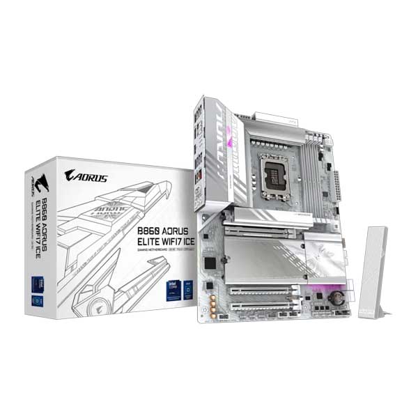GIGABYTE B860 Aorus Elite Ice WIFI ATX Motherboard (Intel Socket LGA 1851, DDR5, WiFi 7)