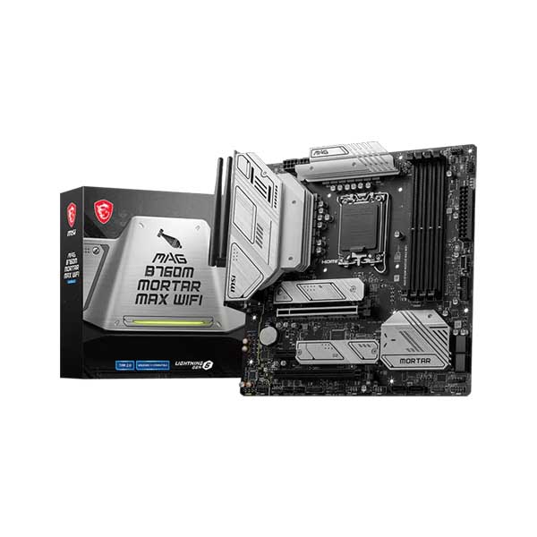 MSI MAG B760M Mortar Max WIFI M-ATX Motherboard (Intel Socket LGA 1700, DDR5, Wi-Fi 6E)