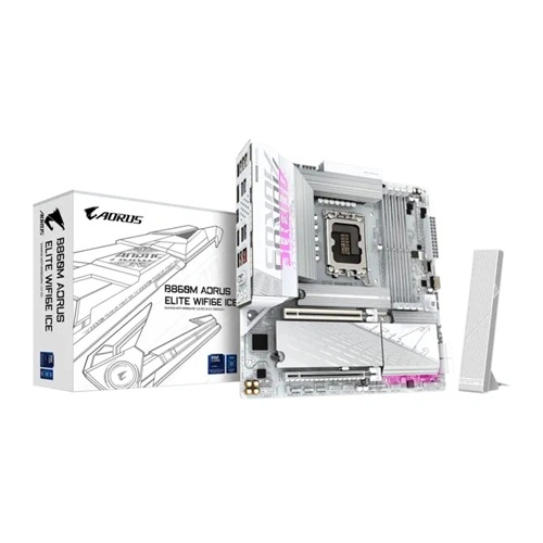 Gigabyte B860M Aorus Elite ICE WIFI M-ATX Motherboard (Intel Socket LGA 1851, DDR5, WiFi 6E)