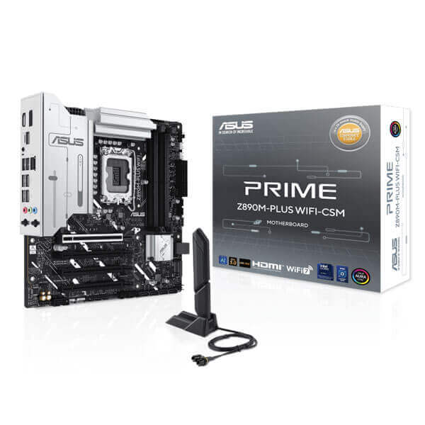Asus Prime Z890M-Plus WIFI-CSM M-ATX Motherboard (Intel Socket LGA 1851, DDR5, Wi-Fi 7)