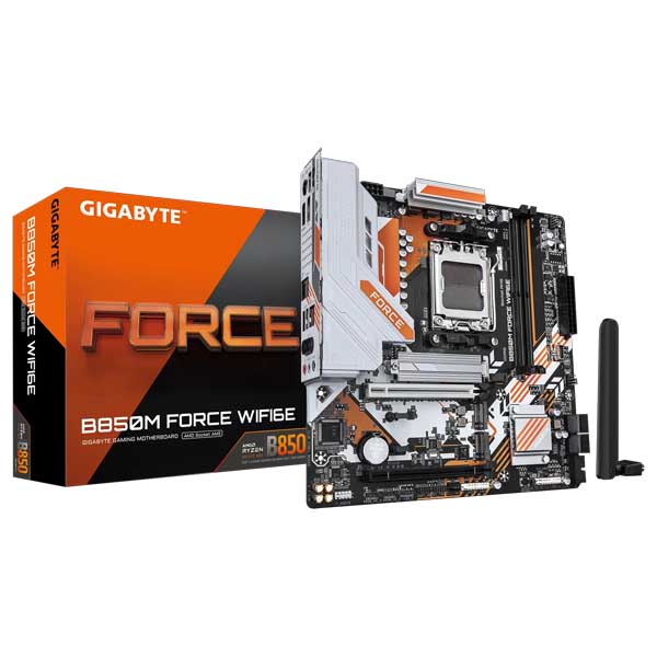 Gigabyte B850M FORCE WIFI M-ATX Motherboard (AMD Socket AM5, DDR5, Wi-Fi 6E)