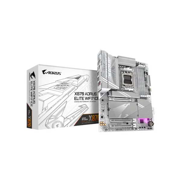 Gigabyte X870 Aorus Elite WiFi Ice ATX Motherboard (AMD Socket AM5, DDR5, Wi-Fi 7)