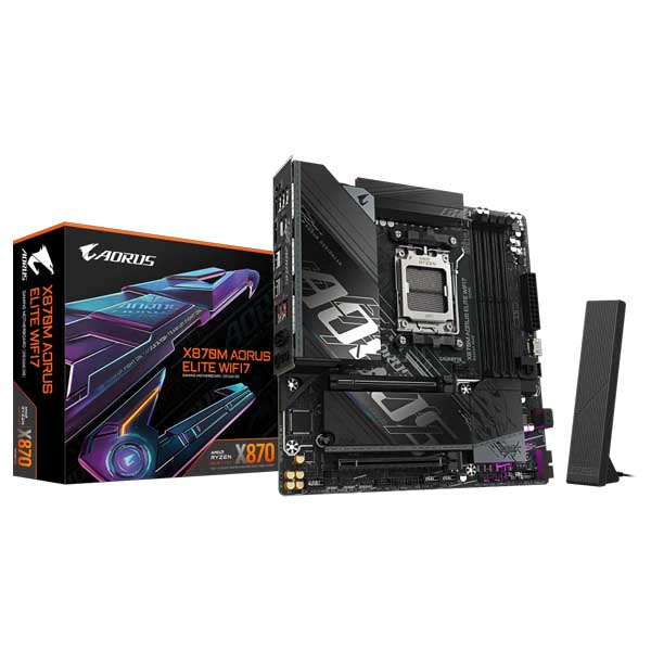 Gigabyte X870M Aorus Elite WIFI M-ATX Motherboard (AMD Socket AM5, DDR5, Wi-Fi 7)
