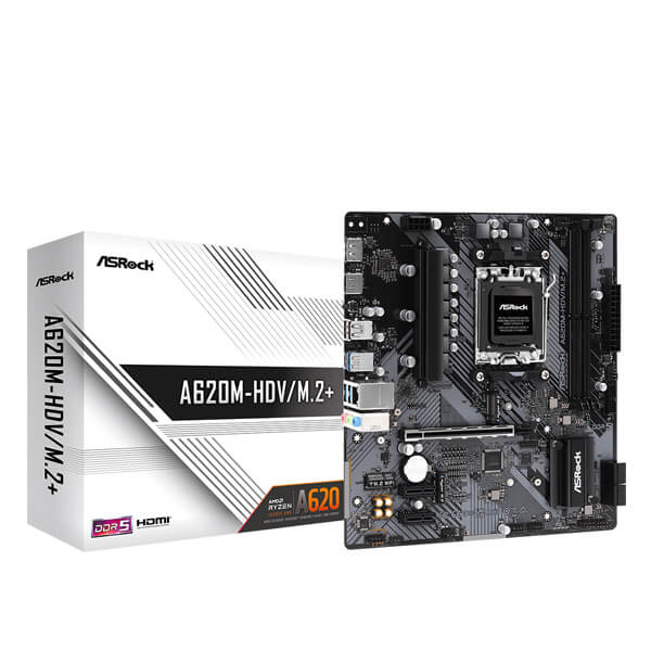 ASRock A620M-HDV/M.2 Plus M-ATX Motherboard (AMD Socket AM5, DDR5)