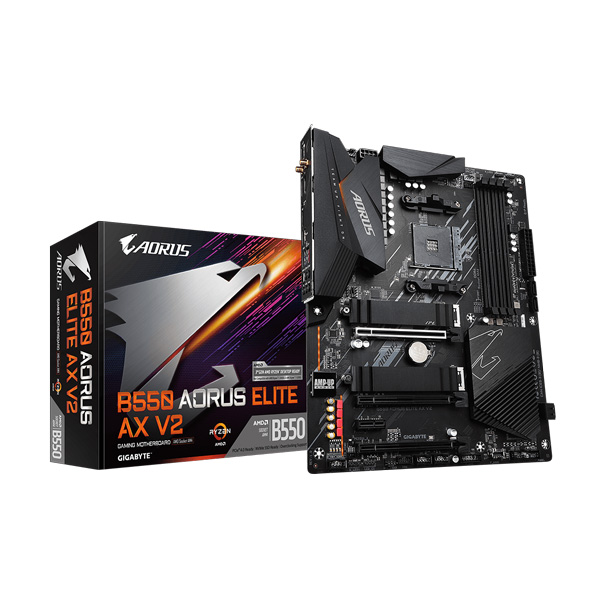 Gigabyte B550 AORUS Elite AX V2 WIFI ATX Motherboard (AMD Socket AM4, DDR4, WiFi 6E)