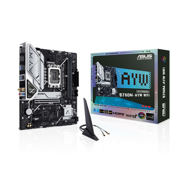 Asus B760M-AYW WIFI M-ATX Motherboard (Intel Socket LGA 1700, DDR5, Wi-Fi 6)