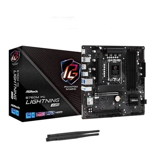 ASRock B760M PG Lightning WIFI M-ATX Motherboard (Intel Socket LGA 1700, DDR5, Wi-Fi 6E)
