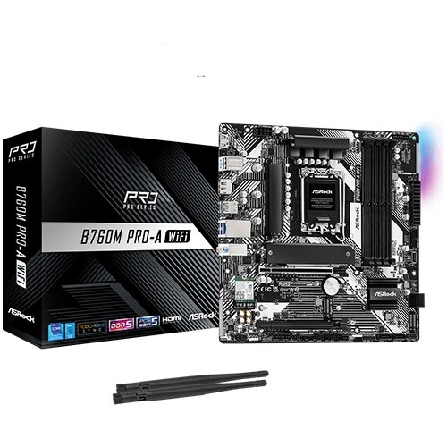 ASRock B760M Pro-A WIFI M-ATX Motherboard (Intel Socket LGA 1700, DDR5, Wi-Fi 6E)