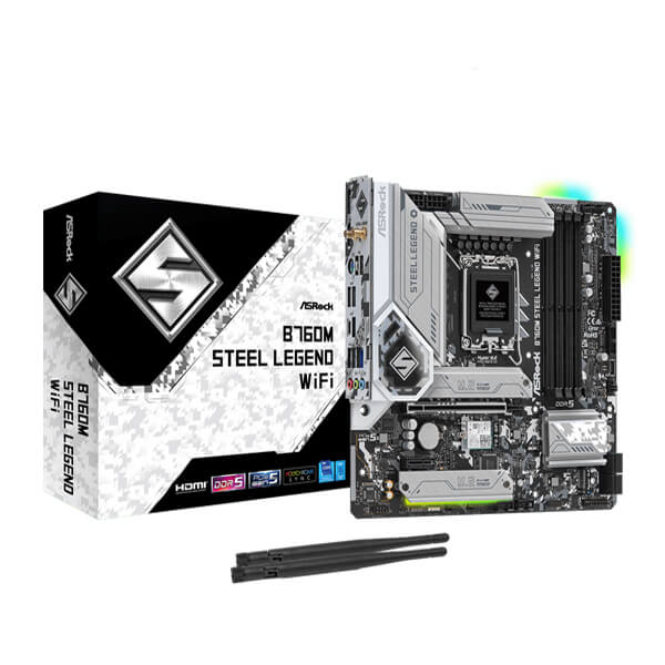 ASRock B760M Steel Legend WIFI M-ATX Motherboard (Intel Socket LGA 1700, DDR5, Wi-Fi 6E)