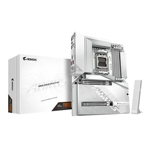 Gigabyte B850 Aorus Stealth Ice WIFI ATX Motherboard (AMD Socket AM5, DDR5, Wi-Fi 7)