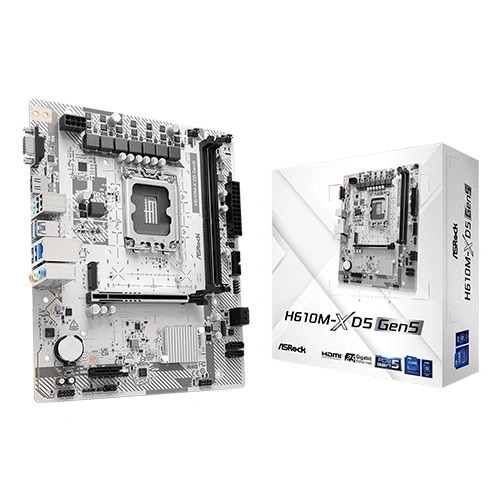 ASRock H610M-X D5 Gen5 M-ATX Motherboard (Intel Socket LGA1700, DDR5)