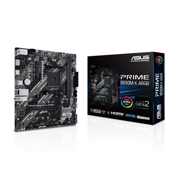 Asus Prime B550M-K ARGB M-ATX Motherboard (AMD Socket AM4, DDR4)