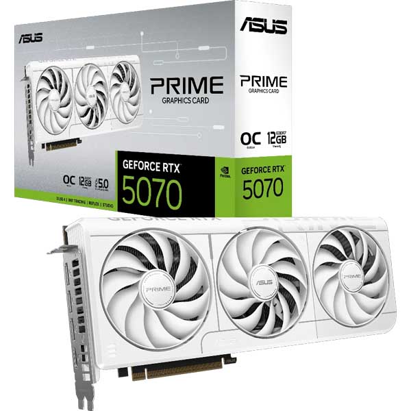 ASUS Prime RTX 5070 OC White 12GB GDDR7 Triple Fan Graphics Card