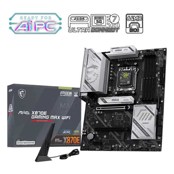 MSI MAG X870E Gaming Max ATX Motherboard (AMD Socket AM5, DDR5, Wi-Fi 7)