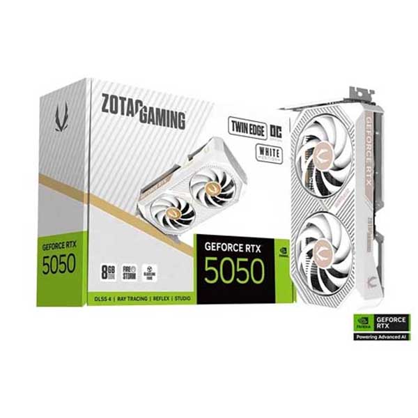 ZOTAC RTX 5050 Twin Edge OC 8GB GDDR6 White Dual Fan Graphics Card