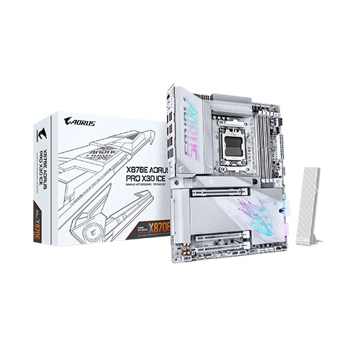 Gigabyte X870E Aorus PRO X3D Ice ATX Motherboard (AMD Socket AM5, DDR5, Wi-Fi 7)