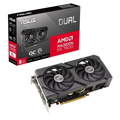 ASUS Dual RX 7600 EVO OC 8GB GDDR6 Dual Fan Graphics Card