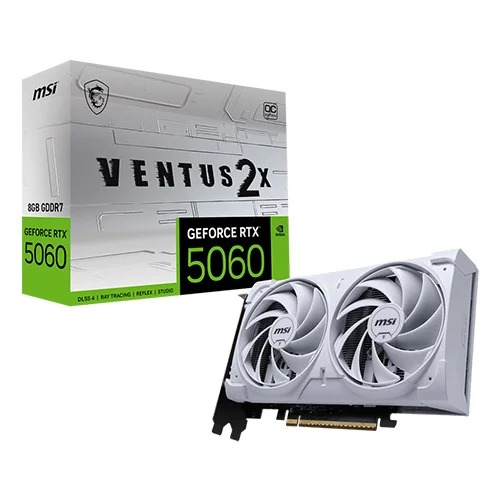 MSI RTX 5060 Ventus 2X OC White 8GB GDDR7 Dual Fan Graphics Card